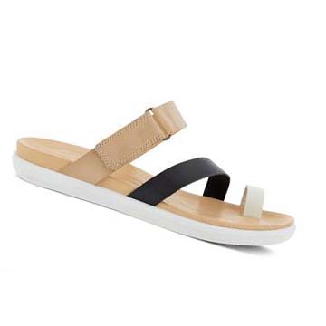 Women's Ecco Simpil Flat Toe-loop Sandals White / Black | SG 193WNB